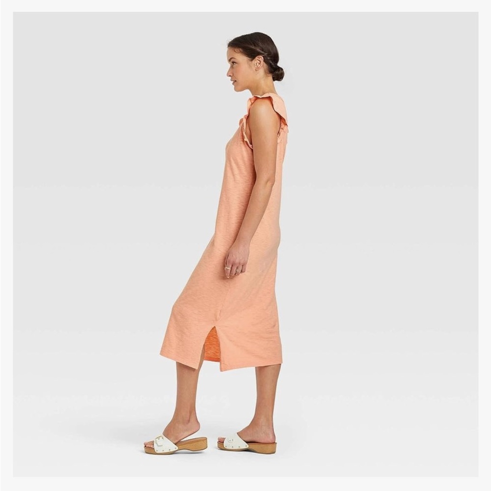 Universal Thread | Women's Cotton Ruffle Tank Dress Coral Size 2X - Picture 2 of 12